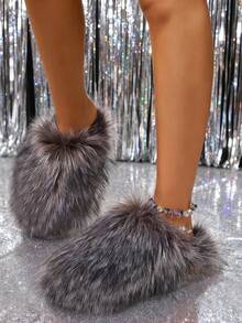 Women's Half-Covered Slippers, Half-Covered Furry Shoes, Half-Covered Home Slippers, Furry Flats, Faux Fur Snow Flats, Women's Warm Shoes, Halloween And Christmas Plush Home Slippers, Silent Slippers For Wooden Floors, Flat Shoes, Slip-Ons, Women's Thick Fur, Warm, Half-Covered Shoes, Slip-Ons, Women's Faux Fur Plush Shoes, Rabbit Fur Shoes, Atmosphere Shoes, Home Shoes, Fashionable Slip-Ons, Vacation Shoes, Party Shoes, Millennial Style, Cute Plush Slippers, Cute Plush Flats, Birkenstocks, Warm Slip-Ons A Pair Of Plush Women's Flat Home Slippers Fashion Slippers, Ultra-Light And Soft Flat Slippers, Fashionable Outdoor Slippers, Versatile, Faux Fur Flats, , Wooden Floor Silent Slippers, Fashionable And Versatile, Outdoor Flat Shoes, Imitation Fox Fur Slippers, Open Slippers, Fish Mouth Flat Shoes, Open Flat Shoes, Fur Flat Shoes, Solid Color Flat Fur Slippers,Large-Size Women's Slippers, Couples' Slippers, Men's And Women's Flat Shoes - 深灰色 - 查看 6