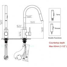dorado cepillado con cabezal rociador desmontable, grifo moderno monomando para agua fría/caliente, incluye placa cubierta redonda de 8 pulgadas, doble modo de flujo de agua, compatible con 1 y 3 orificios, apto para cocinas, comedores, bares, lavaderos y uso en exteriores, accesorios de cocina, regalo de Navidad. - Oro cepillado - Ver 10