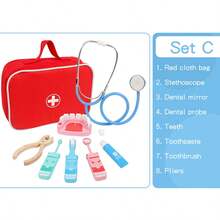 Kids Wooden Pretend Doctor Playset, Realistic Medical Toy Set For Boys And Girls, Family Fun Interactive Gift - Multicolor - View 9