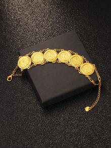 1件歐美風金幣珠寶手鍊裝飾