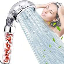 High Pressure Shower Head, Ionic Filter Showerhead With 3 Setting, Water Saving And Stone Filter Beads Handheld Shower  (No Hose) - Black and White - View 9