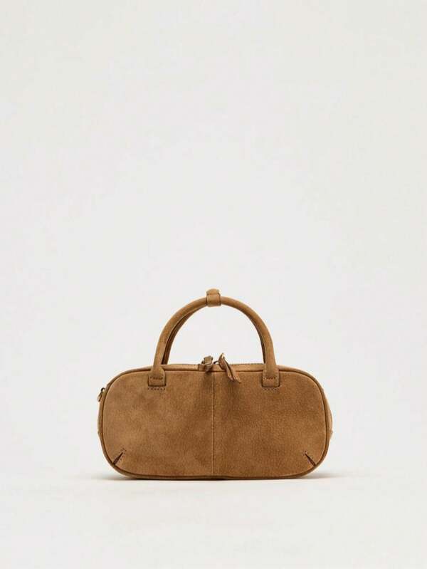 Women's Vintage Crossbody Bag, Small Boston Tote Ladies Luxury Design Handbags, Solid Color Simple Shoulder Bag