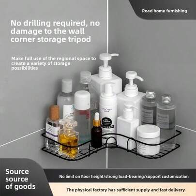 1 Stück Wandecke Aufbewahrungsregal aus Schmiedeeisen, Dreieck Regal für Badezimmer/Küche, schwere Ausführung ohne Bohren erforderlich