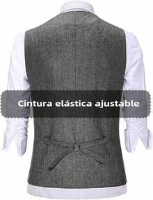 Chaleco de traje para hombre, con cuello en V - Blanco - Ver 4