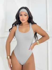 Kit 3 Basic Bodysuits With Thick Straps And Elastic With Discreet Neckline, Shapewear, Versatile Casual Fashion, Casual, Gringa Blogger - 粉紅-灰色-黑色 - 查看 2