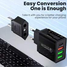 Convertidor Adaptador Enchufe Europeo A Europeo (Mexicano) 2 Piezas - Negro - Ver 3