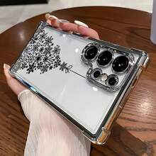 Funda de teléfono personalizada de plata a prueba de golpes con diseño de árbol de Navidad de copo de nieve, que proporciona protección total y rendimiento anti-caída, adecuada para varios modelos de  Galaxy, incluyendo las series S24, S23, S22 y S21. - Colores mixtos - Ver 6