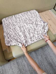 1pc Rectangular Jacquard Plaid Sofa Seat Cushion Cover, Elastic Removable Machine Washable, Suitable For Bedroom Living Room Sofa Cushion, Home Decor - Grey - View 9