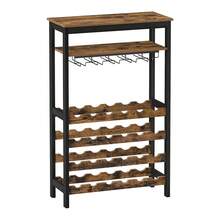 Estantería de Vinos de Estilo Industrial con Portavasos Integrado - Estante de Almacenamiento Multicapa para Botellas de Vino, Copas y Utensilios de Cocina - Camel - Ver 7