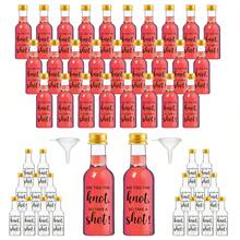 28/4个迷你婚礼酒瓶，饮料分装瓶，空塑料香槟瓶，配有金色、银色和黑色螺旋盖，以及“我们喜结连理，干杯！”黑色标签，非常适合作为婚礼礼物、生日派对、新娘送礼会、家庭聚会、圣诞派对的礼物。 - 透明p - 查看 2