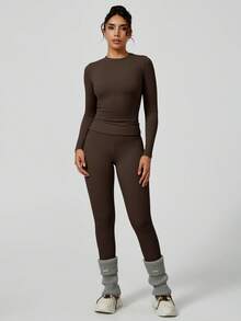 NcmRyu 1 Set Damen Einfarbiges Lässiges Sportset