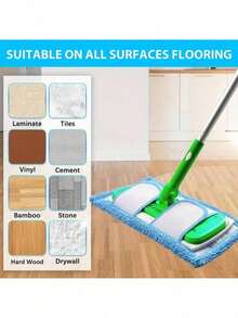 Flat Mop Replacement Head, Washable And Reusable, Durable And Money-Saving, Microfiber Pad, Highly Absorbent, Wet Or Dry, Suitable For Most Flat Mops, Easy To Replace For Cleaning, Home Living, Household Cleaning And Personal Care, Cleaning Tools, Flat Mop Cloths, Mops And Mop Sets - 藍色 - 查看 2