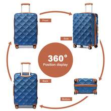 Cabin Luggage Carry On Suitcase 13 20 24 28 Inch ABS Hardshell TSA Lock Spinner Wheels Lightweight 2 3 4 Piece Set Hand Check In Travel Unisex - Navy Blue - View 3