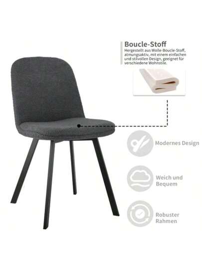 Rayon Cloth Flocking Chenille Dining Chairs Channel Kitchen Dinner Stoel Comfy Fabric Upholstered Accent Room Golden Stainless Steel Plating Legs,Set Of (Black), DE1647BK view 4