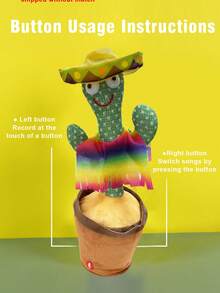 1pc Dancing, Talking, Wiggling, Singing Plush Cactus Doll, Suitable For Baby Boys And Girls, Repeatable Playback Stuffed Doll, Charming Swaying Recording Children's Doll, Birthday & Holiday Gift - Multicolor - View 12