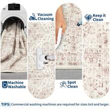 Washable Area Rugs For Living Room , Thin Soft Boho Rug, Floral Modern Bedroom Rug Indoor Carpet For Dining Room Kitchen Home Office - 粉色 - 查看 8