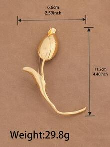1 pezzo Spilla di gioielleria in lega di colore oro e argento a forma di grande fiore di tulipano, adatta per l'uso quotidiano delle donne
