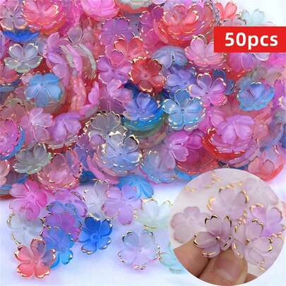 50pcs 19mm Acrylic Bead Flowers Can Be Used To Make DIY Various Fashion Accessories