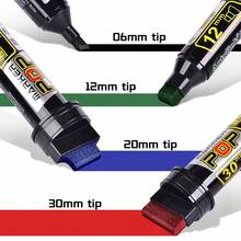 4-Color Extra-Wide Flat-Tip Markers With (6/12/20/30mm) Nibs, Hand-Painted Poster POP Pens, Refillable, Waterproof, Quick-Drying, And Non-Fading Graffiti Pens, Suitable For Graffiti Painting On Any Solid Surface, Including Walls, Plastic, Skateboards, Glass, Etc. - Multicolor - View 1