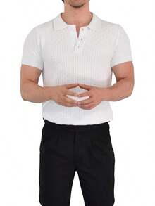 JOHN LEOPARD - Men's Knitted Polo Shirt - Beige - View 6