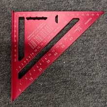 Transportador de precisión de aluminio, escuadra triangular roja de carpintero con borde dentado, ideal para trabajos de carpintería, bricolaje, decoración del hogar y proyectos de diseño, juego de accesorios de herramientas, cantidad claramente marcada, diseño compacto, construcción robusta, accesorios de herramientas resistentes a los arañazos. Adecuado para entusiastas del bricolaje, medición industrial profesional, calibración de equipos de gimnasio, medición de muebles de cocina del hogar y como regalo para caballeros. - Multicolor - Ver 11