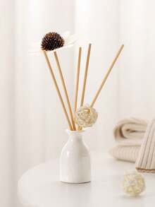 9pcs/Set Flameless Home Fragrance Set (1 Bottle Fragrance Oil + 1 Ceramic Bottle + 5 Rattan Fragrance Sticks + 1 Rattan Ball + Dried Flowers), Long-Lasting Aroma, Suitable For Home, Office, Bedroom, Bathroom, Living Room, An Excellent Christmas Gift For Female Friends, Girlfriend Or Family - Upgraded 2 Times Strong Aroma - View 7