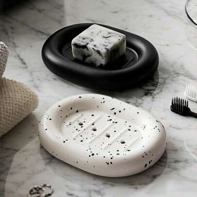 1 unidade - Saboneteira de cerâmica em estilo minimalista com boa drenagem e alta estabilidade para evitar que o sabonete escorregue. Ideal para decoração de Natal, casa, acessórios de banheiro, decoração de ambientes e também como presente para mulheres.