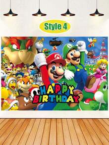 Super Mario Mario Theme Birthday Background Cloth Children's Party Party Photo Banner Decoration Photography Vinyl Party Photo Background Wall, Party Photography Props And Accessories Birthday Party Small Gifts