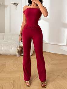 WOWDARK Women's Backless Lace-Up Slim Jumpsuit, Sexy Design For Autumn