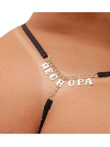 Sensual Scented String Panties With Rhinestone Word M.E C.H.U.P.A With Heart Adjustment Intimate Fashion - 粉色 - 查看 1