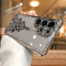Funda de teléfono personalizada de plata a prueba de golpes con diseño de árbol de Navidad de copo de nieve, que proporciona protección total y rendimiento anti-caída, adecuada para varios modelos de  Galaxy, incluyendo las series S24, S23, S22 y S21. - Colores mixtos - Ver 4