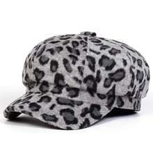 1 pièce Béret octogonal en fausse fourrure imprimé léopard pour femmes, mode streetwear, chapeau décontracté pour l'extérieur en automne/hiver - Multicolore - Voir 5