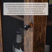 Mueble de Almacenamiento de Esquina de Estilo Industrial y Rústico con Puertas de Malla - Unidad de Esquina Multicapa para la Organización de Sala de Estar y Cocina - Camel - Ver 2