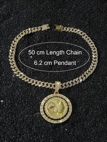 1pc Men's Hip Hop Style Fully Iced Out Rotating Rooster Pendant Necklace