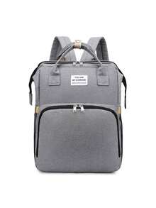 mochila con cambiador de pañales para bebé, mochila multifuncional de gran capacidad, mochila de viaje con estación de cambio plegable - Gris Claro - Ver 9