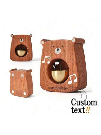 Anpassad dörrklocka i trä med björn, söt, praktisk och rolig dörrdekoration - lämplig för barnrum och dörrknackare, lämplig som barnpresenter, Halloweenpresenter, julklappar