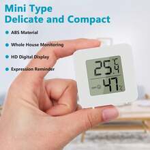 2pcs/4pcs Mini Indoor Thermometer Hygrometer Dry Humidity Temperature Gauge Digital Display Room Thermometer Humidity Meter, High Precision, Wall-Mounted, Compact, Portable - White - View 7
