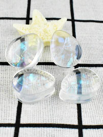 1 Cặp khuyên tai dạng ống bằng acrylic trong suốt hình giọt nước, họa tiết vỏ sò nhiều màu sắc, kích thước 8-30mm, dùng để xỏ khuyên tai.