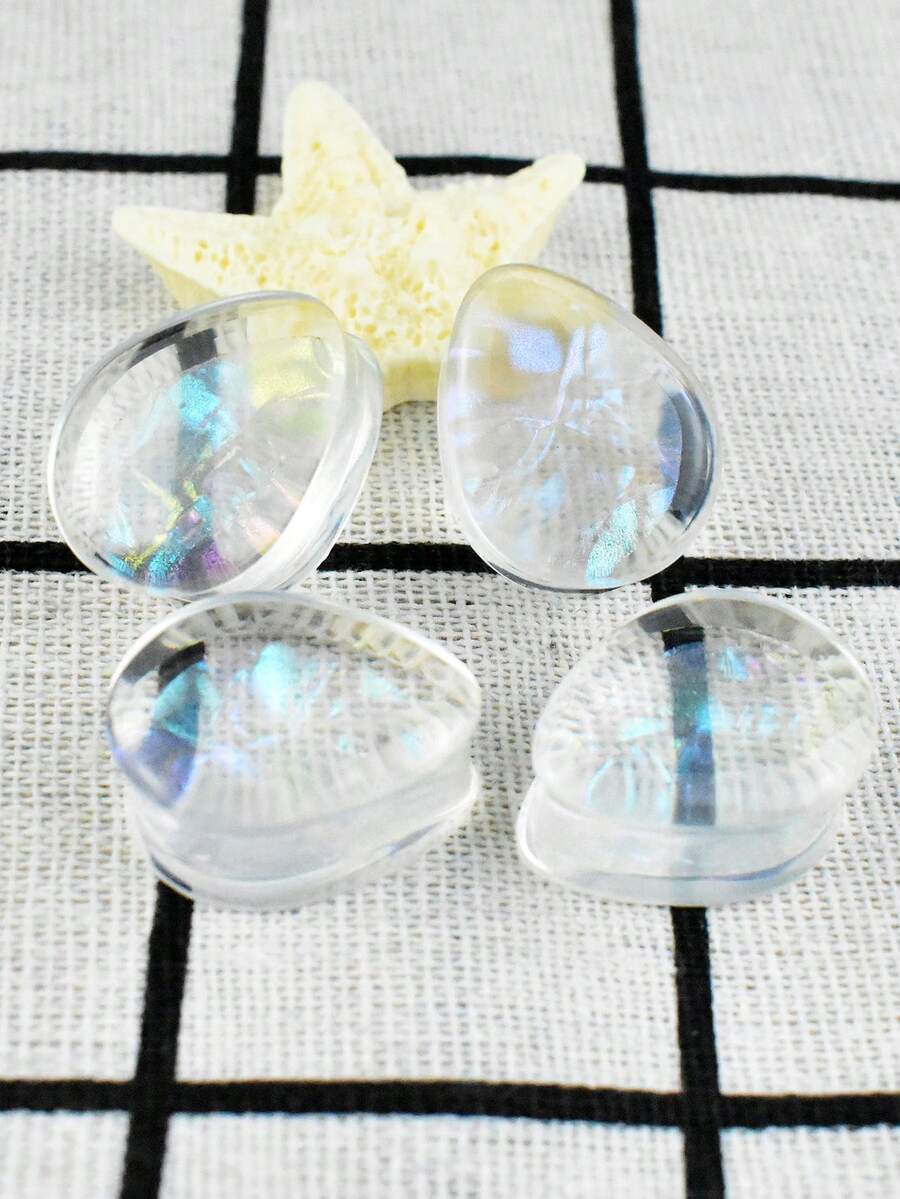 1 Pair 8-30mm Colorful Shell Pattern Transparent Water Drop Acrylic Ear Gauges Tunnel Plugs Body Piercing Jewelry - Shell Pattern - View 1
