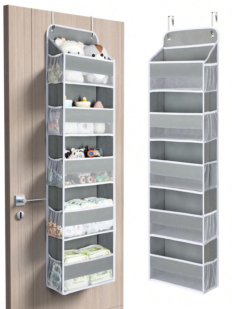 1 Piece 5-Layer Non-Woven Door Organizer Rack, Large Capacity Hanging Storage Bag, Space-Saving Door Hanging Storage Solution, Breathable Non-Woven Fabric, Reinforced Hook Design, Anti-Slip & Stable, Suitable For Bathroom/ Bedroom/ Closet/ Pantry/ Kitchen, Ideal For Storing Socks/ Underwear/ Toiletries/ Cosmetics/ Snacks/ Towels, Easy Installation No Drilling, Foldable For Storage When Not In Use, Dust-Proof & Durable, Multi-Scene Home Organization Essential, Hot-Selling Closet Storage Accessory, Practical Hanging Organizer For Small Spaces, Perfect For Maximizing Vertical Storage Space At Home - 灰色 - 查看 1