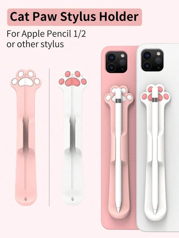 Silicone Pen Holder Compatible With Apple Pencil Pro 1st 2nd USB-C Cute Paw Touch Pen Case Compatible With Samsung S Pen S6 Lite S7 FE S8 S9 S10 Tablet Accessories