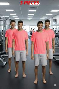 THEGEWA 5 Breathable Sports T-Shirts, Different Colors, Various Sizes, From XS To 3XL - Pink - View 3