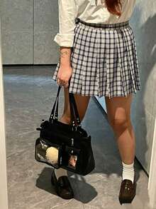 Y2K Vintage Large Capacity Transparent Badge Corn Road Messenger Bag, Fashionable Street Style, Suitable For Women Shopping, Commuting, Gift, Party, Anime Convention, Versatile Shoulder/Crossbody Bag , Gifts For Women , Y2k - Black - View 5