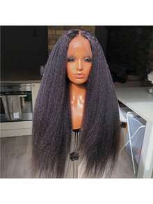 الشعر المخلوط مصنوع من شعر بشري مختلط مع ألياف اصطناعية وخيوط بروتين، باروكة أمامية من الدانتيل مستقيمة مجعدة مسبقة النتف 13x4 باروكة أمامية من الدانتيل اصطناعية للنساء السود، باروكة اصطناعية طويلة ناعمة وطبيعية كشعر بشري مخلوط أسود طبيعي