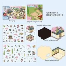 2 Sheets Cat's Lazy Day Series Cute & Fun Creative DIY Scenery Stickers, 2 Sheets Pet Stickers + 2 Sheets Background Cards - Multicolor - View 16