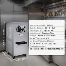Máquina para hacer helados comerciales, rendimiento de 20-25 l/h, máquina para hacer helados duros de 1 sabor de 2400 W, cilindro de acero inoxidable de 8 l, pantalla digital, limpieza automática, dureza ajustable, para bares de restaurantes - 20-25 l/h - Ver 7
