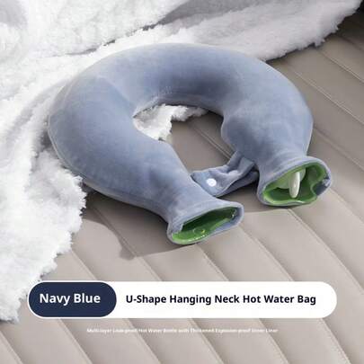 U-Shaped Hot Water Bottle Neck Wrap, Filled With Water To Warm Neck, Shoulders & Neck, Heat Therapy For Neck, Shoulders, Feet & Hands, Thermal Insulation Bottle, Bottle Warmer - Portable & Comfortable With Fabric Cover - Heart-Shaped Pattern, Suitable For Menstrual Cramps, Muscle Tension, Neck Stiffness - Home, Office, Travel Use - Companion, Soft Fabric, Suitable For Office Workers [The Color Of The Hot Water Bottle Inner Liner And Cap Is Random, Please Note!]