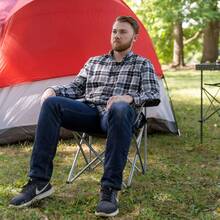 Ozark Trail Basic Quad Folding Camp Chair With Cup Holder, Black, Adult - màu đen - Xem 4