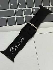 [Customized] Personalized Custom Name Stylish Soft Sports Band Compatible With Apple Watch Band Series S11 10 9 8 7 6 5 4 SE S11 10 42mm 46mm 38 40 41mm 42 44 45mm 49mm Men Women Adjustable Strap - A - View 3