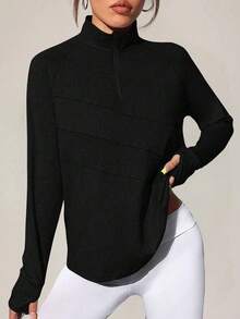 Damen Schwarze Jacke mit Reißverschluss am Stehkragen, Slim Fit, Longline, Retro minimalistischer Streetwear Pullover, lässige Outdoor Mode, Vintage Chic Mantel